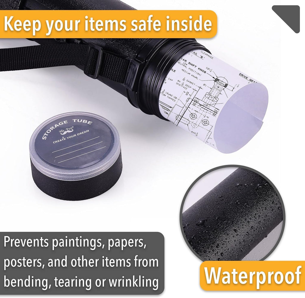 Mr. Pen- Poster Tube, 25" to 40", Extendable Poster Tube with Strap, Poster Carrying Case