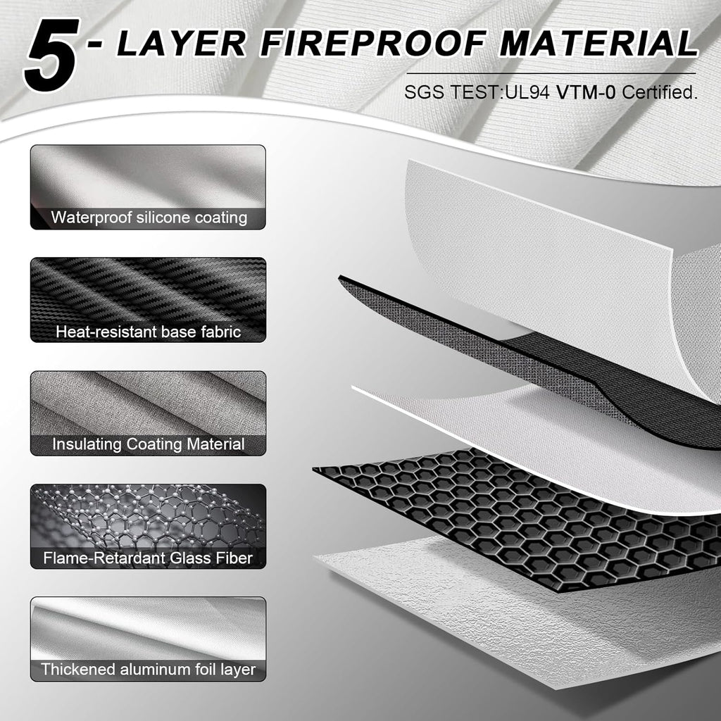 Fireproof Document Bag 14.5"X11"X2.5" Fireproof Money Bag for Cash With Lock and Zipper,Fire&Waterproof Storage Organizer Pouch for Valuables,Legal Document,Laptop,Passport,(Silver)