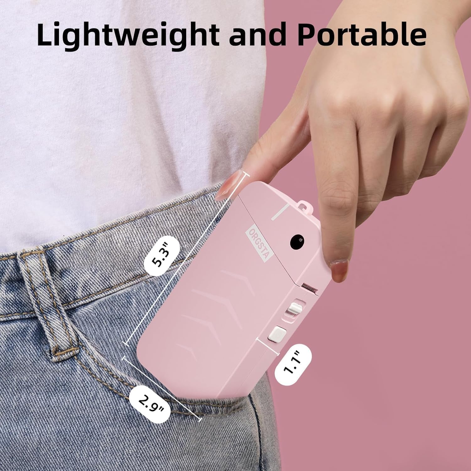 ORGSTA S001 Label Maker Machine with Tape, Portable Bluetooth Label Maker for Home and Office Organization, Thermal Label Printer Mini Sticker Maker with Multiple Templates, Pink