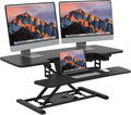 SANODESK 42" Electric Standing Desk Converter, Height Adjustable Riser for Office Home,Dual Monitor and Laptop Workstation with Large Keyboard Tray,Black Color