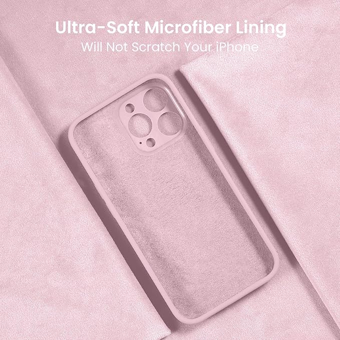 FireNova Designed for iPhone 15 Pro Case, Silicone Upgraded [Camera Protection] Phone Case with [2 Screen Protectors], Soft Anti-Scratch Microfiber Lining Inside, 6.1 inch, Chalk Pink