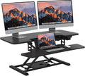 SANODESK 40" Electric Standing Desk Converter， Height Adjustable Riser for Office Home,Dual Monitor and Laptop Workstation with Large Keyboard Tray,Black Color