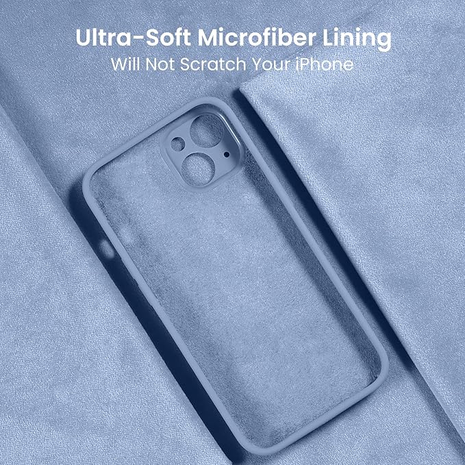 FireNova Designed for iPhone 13 Case, Silicone Upgraded [Camera Protection] Phone Case with [2 Screen Protectors], Soft Anti-Scratch Microfiber Lining Inside, 6.1 inch, Light Blue