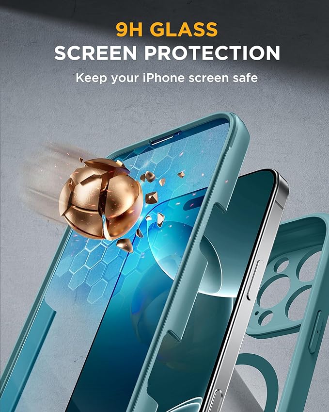 Miracase for iPhone 16 Pro Max Case 6.9'', [Bubble Free] Full-Body Phone case with Built-in Full Glass Screen &Lens Protector,Compatible with MagSafe,Drop Proof 16 Pro Max Cover, Green