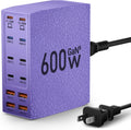 USB Charging Station (600W),12-Port USB C Charger Block with Dual 100W PD USB-C Fast Charging Station Hub for MacBook Pro/Air/All iPad Phone 17/16 15/14/13/Pro Max/Samsung Galaxy Note(Purple)