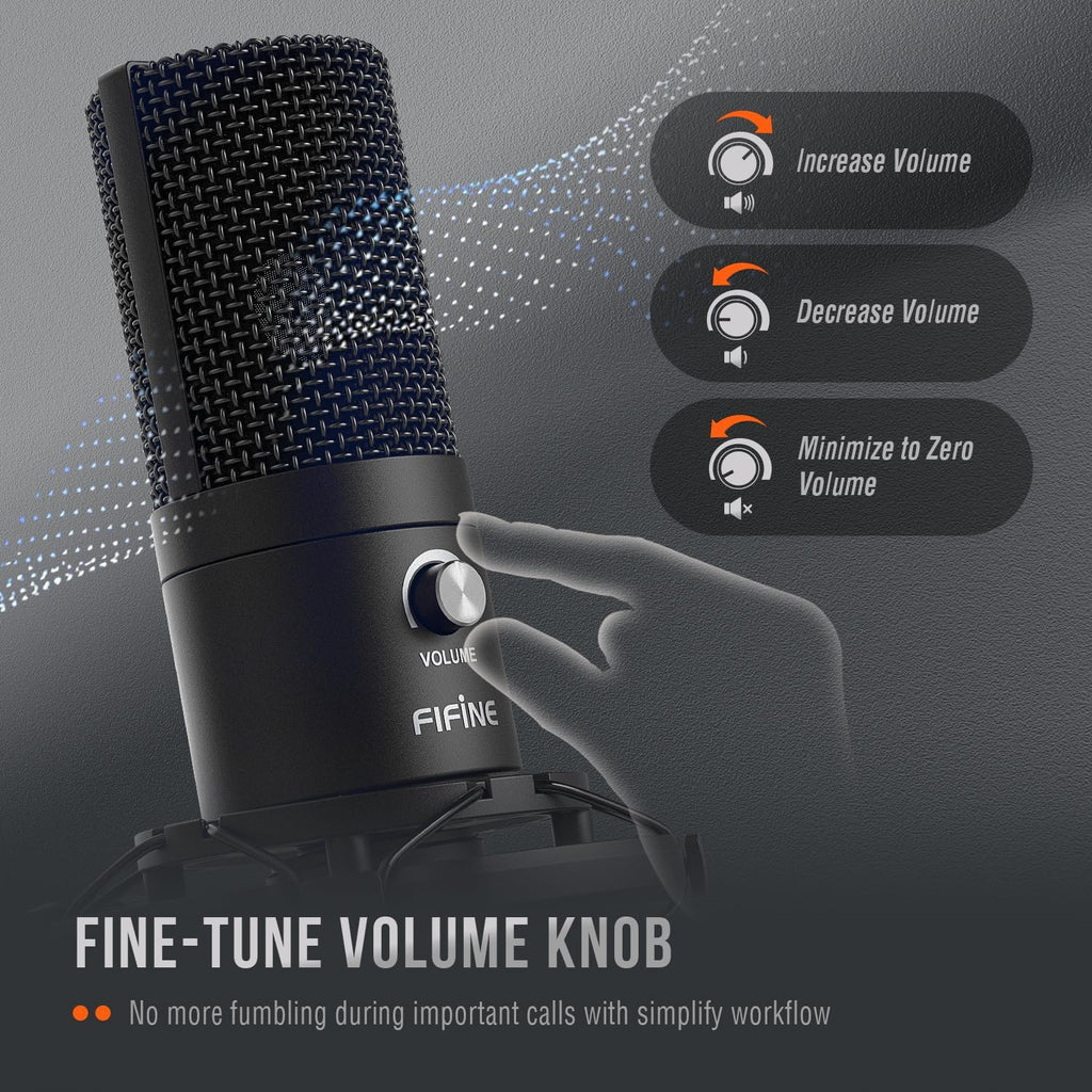 FIFINE Studio Condenser USB Microphone Computer PC Microphone Kit with Adjustable Boom Arm Stand Shock Mount for Instruments Voice Overs Recording Podcasting YouTube Vocal Gaming Streaming-T669