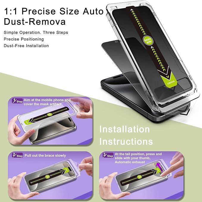 (2-Pack Matte Privacy Anti-Spy Screen Protector for iPhone 16 Pro (6.3-Inch),9H Tempered Glass,Anti-Glare,Full Coverage,Anti-Fingerprint,Auto Dust Removal,Bubble-Free