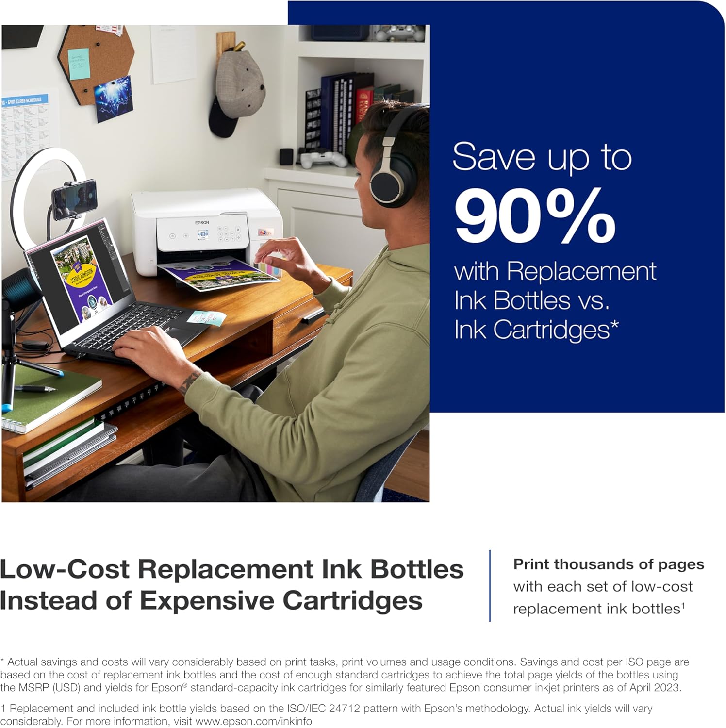 Epson EcoTank ET-2800 Wireless Color All-in-One Cartridge-Free Supertank Printer & Workforce Pro WF-4830 Wireless All-in-One Printer with Auto 2-Sided Print