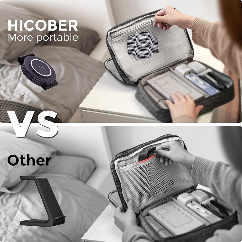 Hicober 3 in 1 Charging Station for Apple Multiple Devices, Foldable Travel Wireless Charger 18W for iPhone 16 15 14 13 Pro Max Plus &Apple Watch Series/Airpods Purple