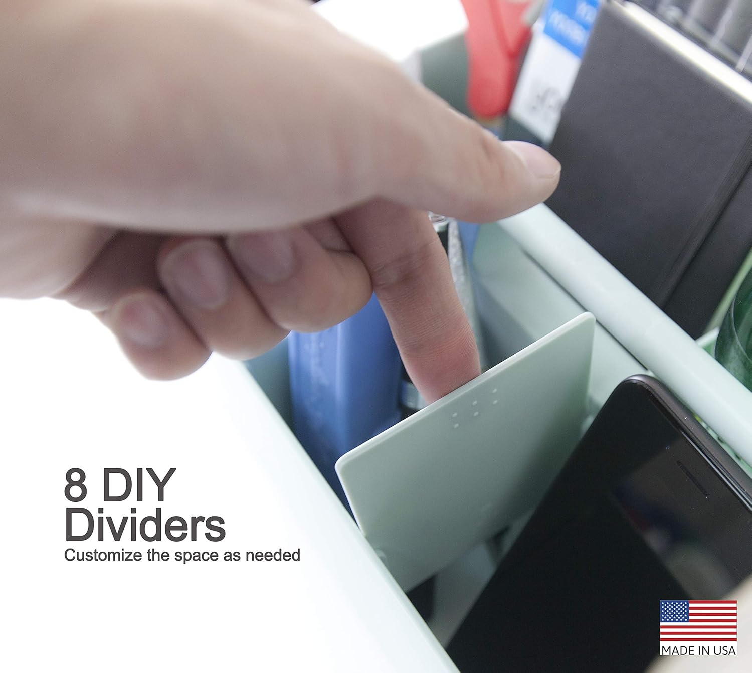 -Large Portable Caddy, DIY Dividers, 8 Compartments, School Office Supplies Home Business Organizer,Portable Basket with Handle Made in USA (3 PACK, Mint/Pink/Lavender)