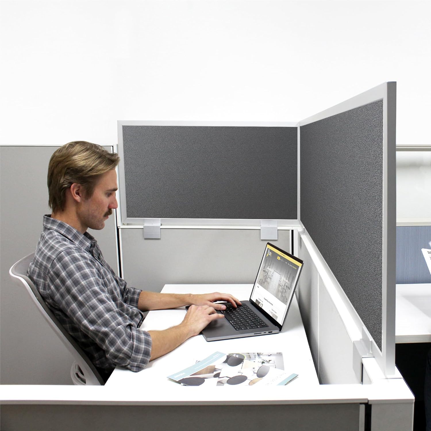 OBEX Acoustical Cubicle Privacy Screen Extender Desk Panel & Office Divider, Add Separation & Block Noise, 24" x 42", Graphite