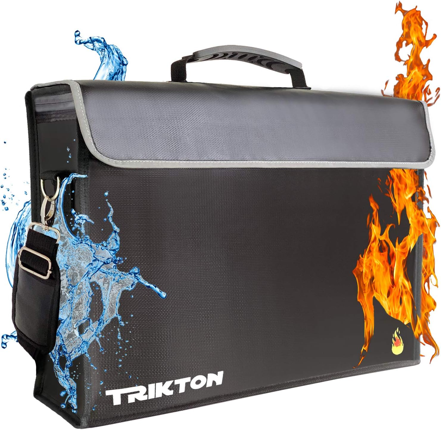 Fireproof and Waterproof Document Bag XXL 17.5x13x5 with Lock TSA for Travel, High-Viz Design, Fireproof Lock Box for Documents, Holds A3, Legal Size Files, Developed by USA Engineers and Firefighters