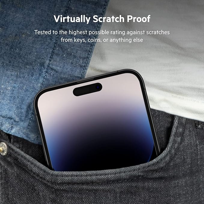 Belkin TemperedGlass iPhone 14 Pro Max Screen Protector - iPhone 14 Pro Accessories - Easy Application With Installation Guide Tray - Tempered Glass Antimicrobial Screen Protector - 9H Hardness Tested
