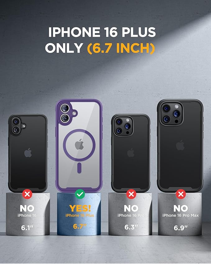 Miracase Magnetic for iPhone 16 Plus Case Full-Body Phone with Built-in Glass Screen Protector, [Compatible with MagSafe] Military Drop Proof 16 Plus Cover 6.7 inch, Purple