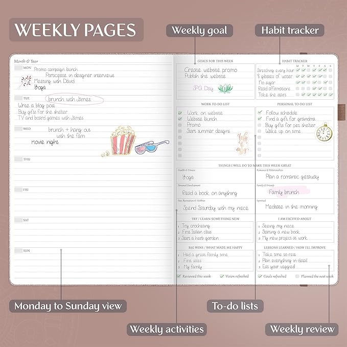 Legend Planner PRO Premium – Large Undated Weekly, Monthly & Budget Planner with Habit Tracker – Life Organizer for Time & Task Management, Goal Setting & Productivity – A4 size (Rose Gold)