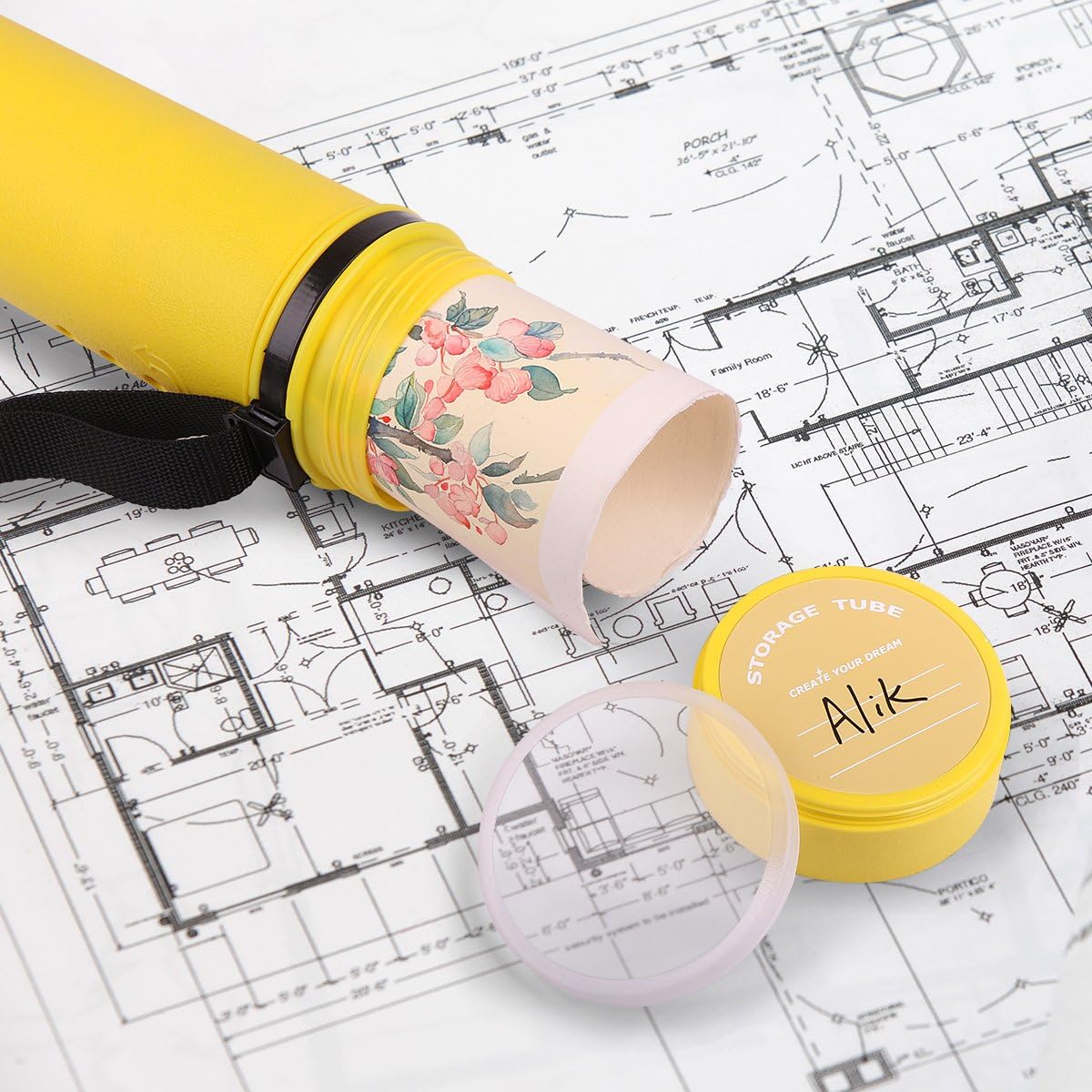 TRANSON 2-pack Durable Poster Storage Tube with Straps 24"-40" Extendable for Blueprints, Artwork, Maps, Posters