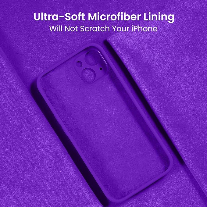 FireNova Designed for iPhone 15 Case, Silicone Upgraded [Camera Protection] Phone Case with [2 Screen Protectors], Soft Anti-Scratch Microfiber Lining Inside, 6.1 inch, Neon Purple