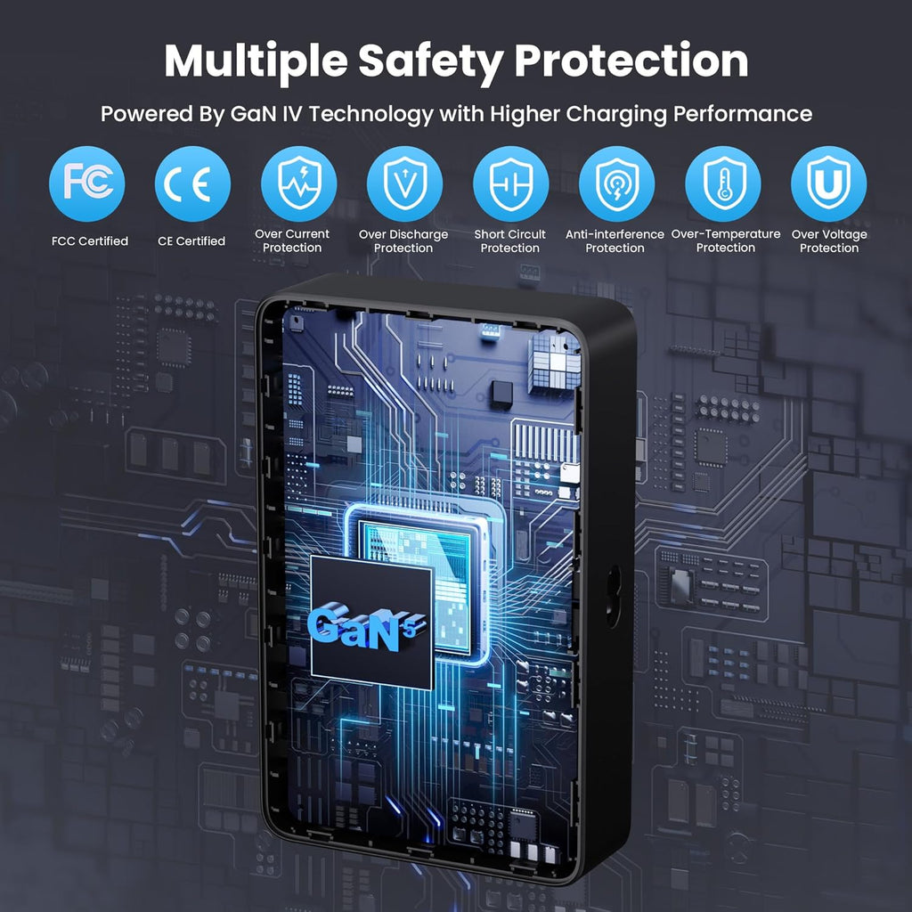 730W USB C Charger Block,10-Ports GaN V Fast Charging Station Hub,QC4.0+3 PD 100W Laptop Charger Wall Power Adapter for MacBook Pro/Air,DELL,iPhone 16/15/14/13,iPad,Galaxy S25,Pixel,Steam Desk-Black