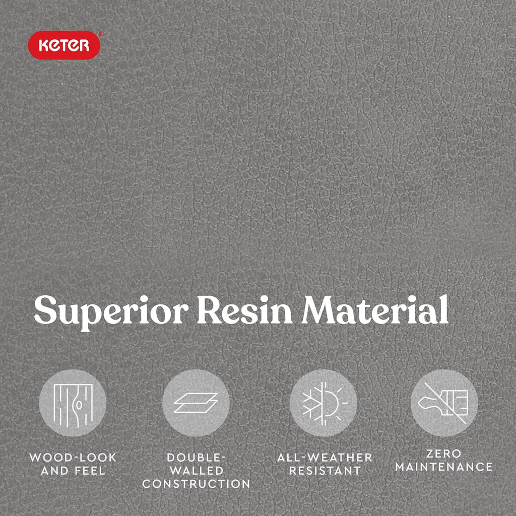 Keter Marvel Plus 71 Gallon Resin Deck Box-Organization and Storage for Patio Furniture Outdoor Cushions, Throw Pillows, Garden Tools and Pool Floats, Light Grey