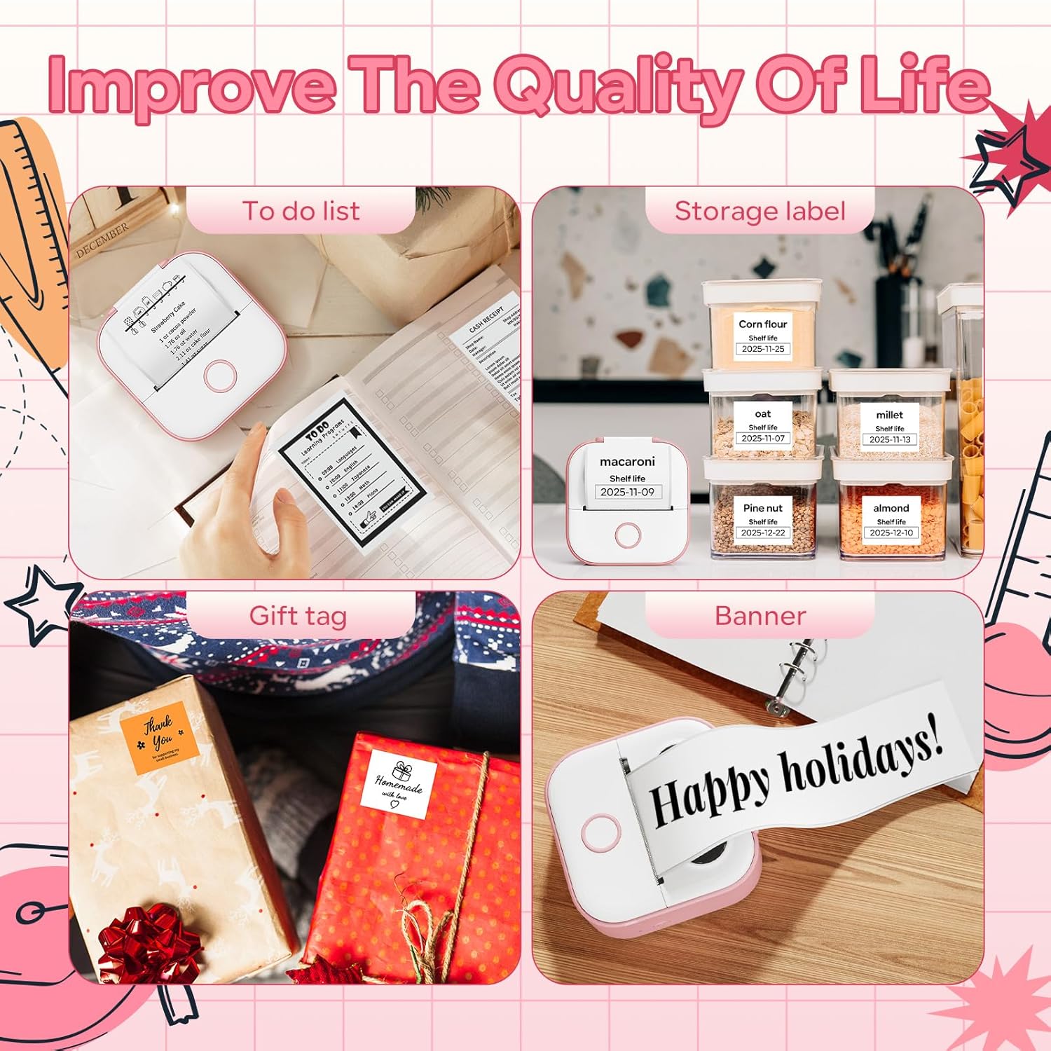 Sticker Printer Machine, Print Pods Mini Maker with 1 Roll Paper, Mini Portable Sticker Maker Y02C, Bluetooth Inkless for Phone, Thermal Portable Machine for Journal, Note, Photos, Learning