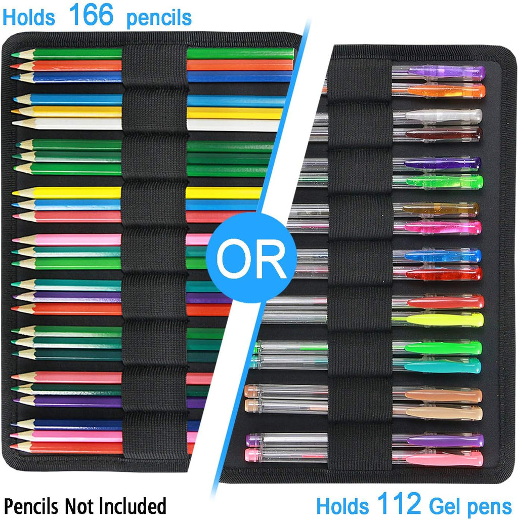 YOUSHARES 166 Slots Colored Pencil Case, 110 Slots Gel Pens fo Coloring Case Organizer, Handy Multilayer Color Pencil Holder for Glitter Gel Pens, Refills, Colored Pencils for Adults & Artist (Green)