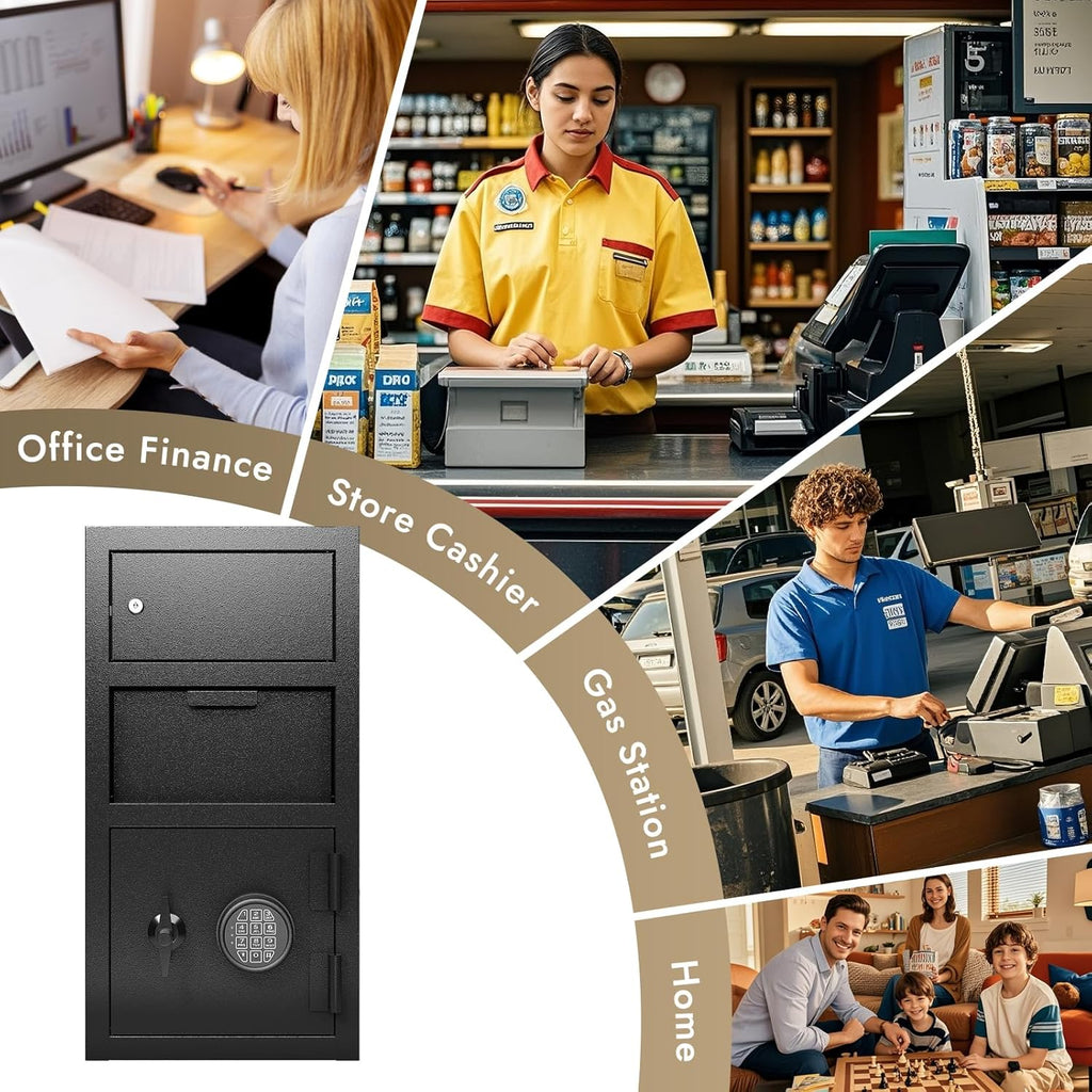 Business Safe Box with Drop Slot, Heavy Duty 4.0 Cu Ft Depository Drop Safe Money Safes Digital Combination Anti-Fishing Deposit Safes for Home Office Hotel Cash Slips Expense