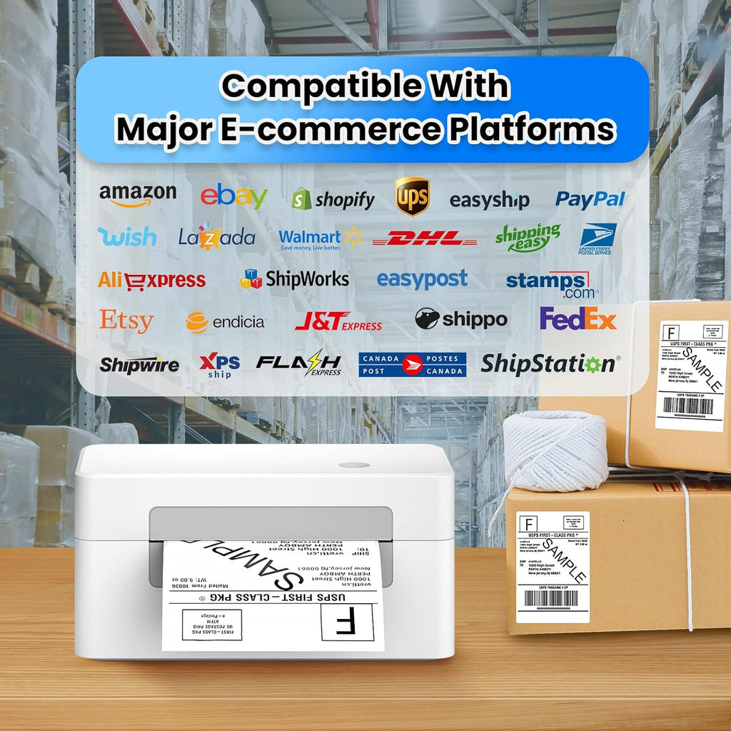 vretti Bluetooth Shipping Label Printer - 4x6 Thermal Printer for Shipping Packages and Small Businesses, Label Printer Supports Android/iPhone/Windows, Compatible with Shopify, Ebay, USPS, Amazon