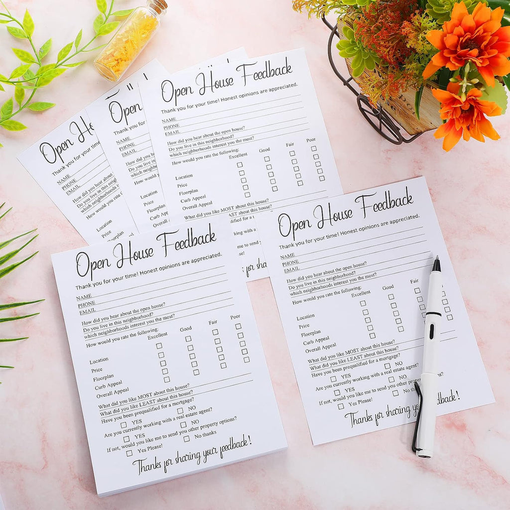 Marspark 150 Piece Real Estate Signs - Open House Supplies, Feedback Notepad, Questionnaire, Form for Agents & Brokers