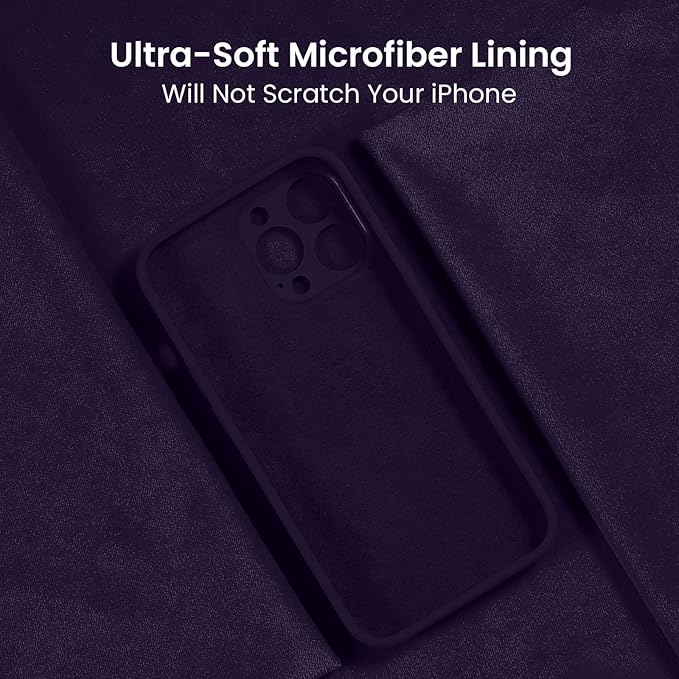 FireNova Designed for iPhone 13 Pro Max Case, Silicone [Camera Protection] Phone Case with [2 Screen Protectors], Soft Anti-Scratch Microfiber Lining Inside, 6.7 inch, Purple