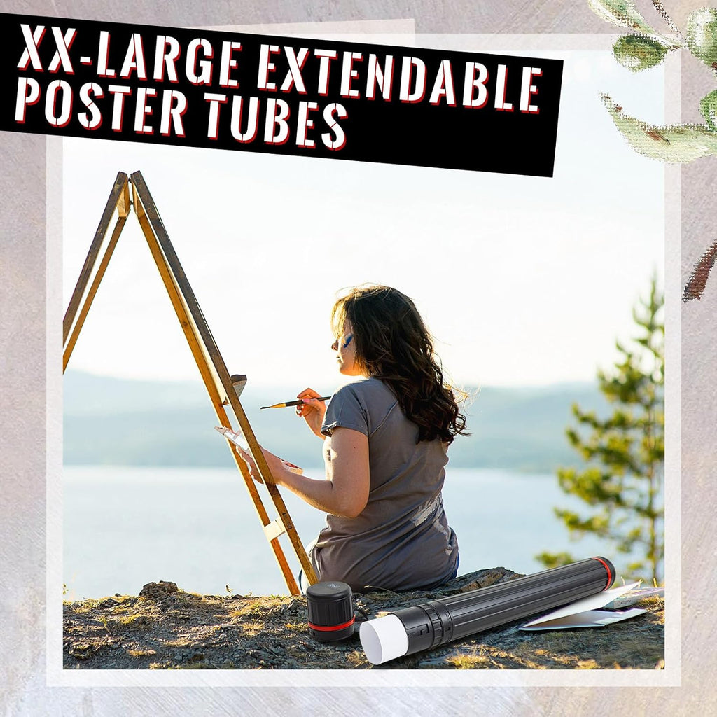 4 Pcs Large Extendable Poster Tubes from 30'' to 49' with Strap Poster Carrying Case Telescoping Tube Portable Blueprint for Posters, Blueprints, Artwork, Map Storage(Classic Standard Style)
