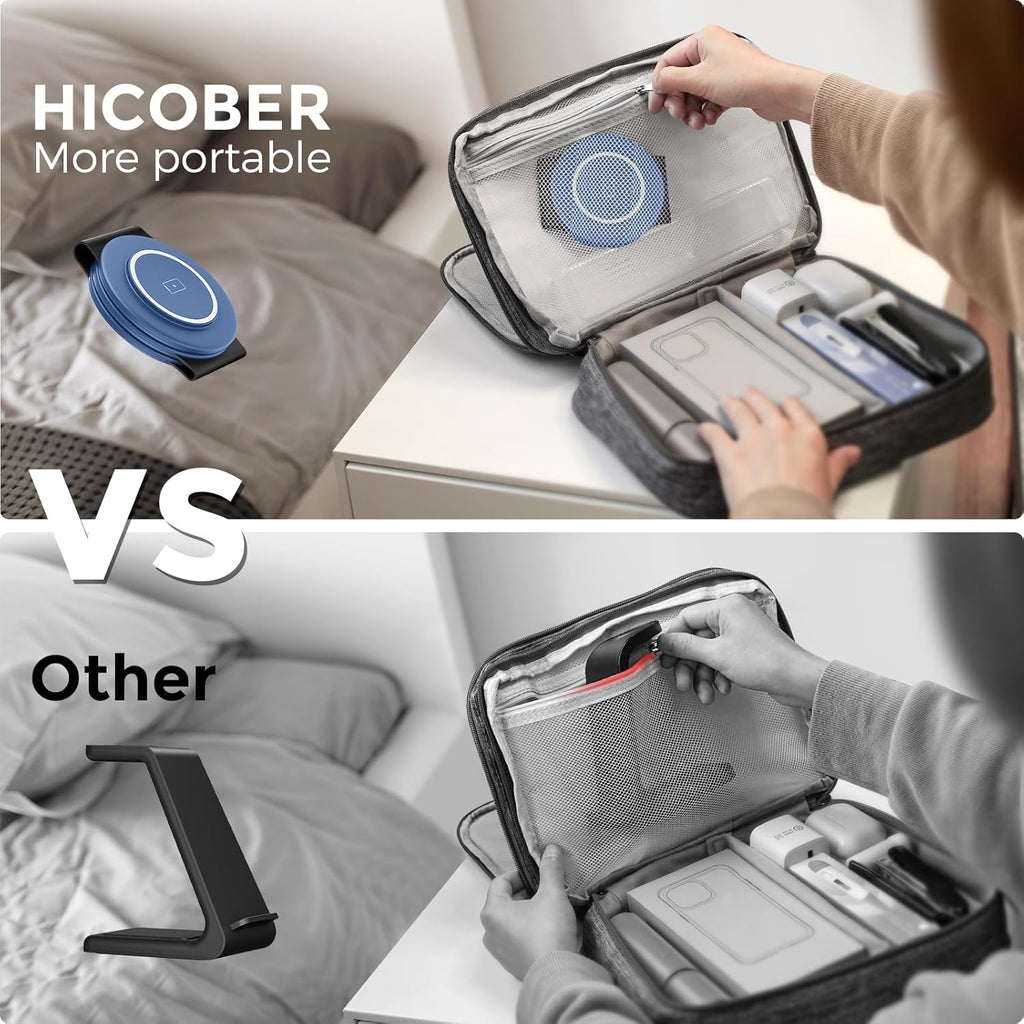 Hicober 3 in 1 Charging Station for Apple Multiple Devices, Foldable Travel Wireless Charger 18W for iPhone 16 15 14 13 Pro Max Plus &Apple Watch Series/Airpods Light Blue