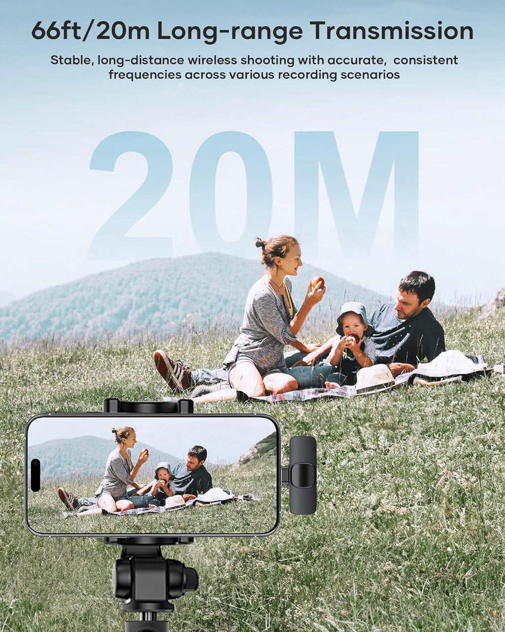 2 Pack Wireless Lavalier Microphone for iPhone iPad and Android Phone, Lapel Mic Plug and Play Wireless Mic Noise Reduction Mini Microphone for Video Recording Interview Podcast Vlog YouTube Tiktok