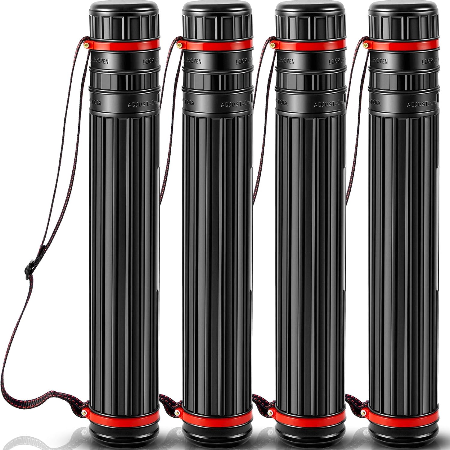 4 Pcs Large Extendable Poster Tubes from 30'' to 49' with Strap Poster Carrying Case Telescoping Tube Portable Blueprint for Posters, Blueprints, Artwork, Map Storage(Classic Standard Style)
