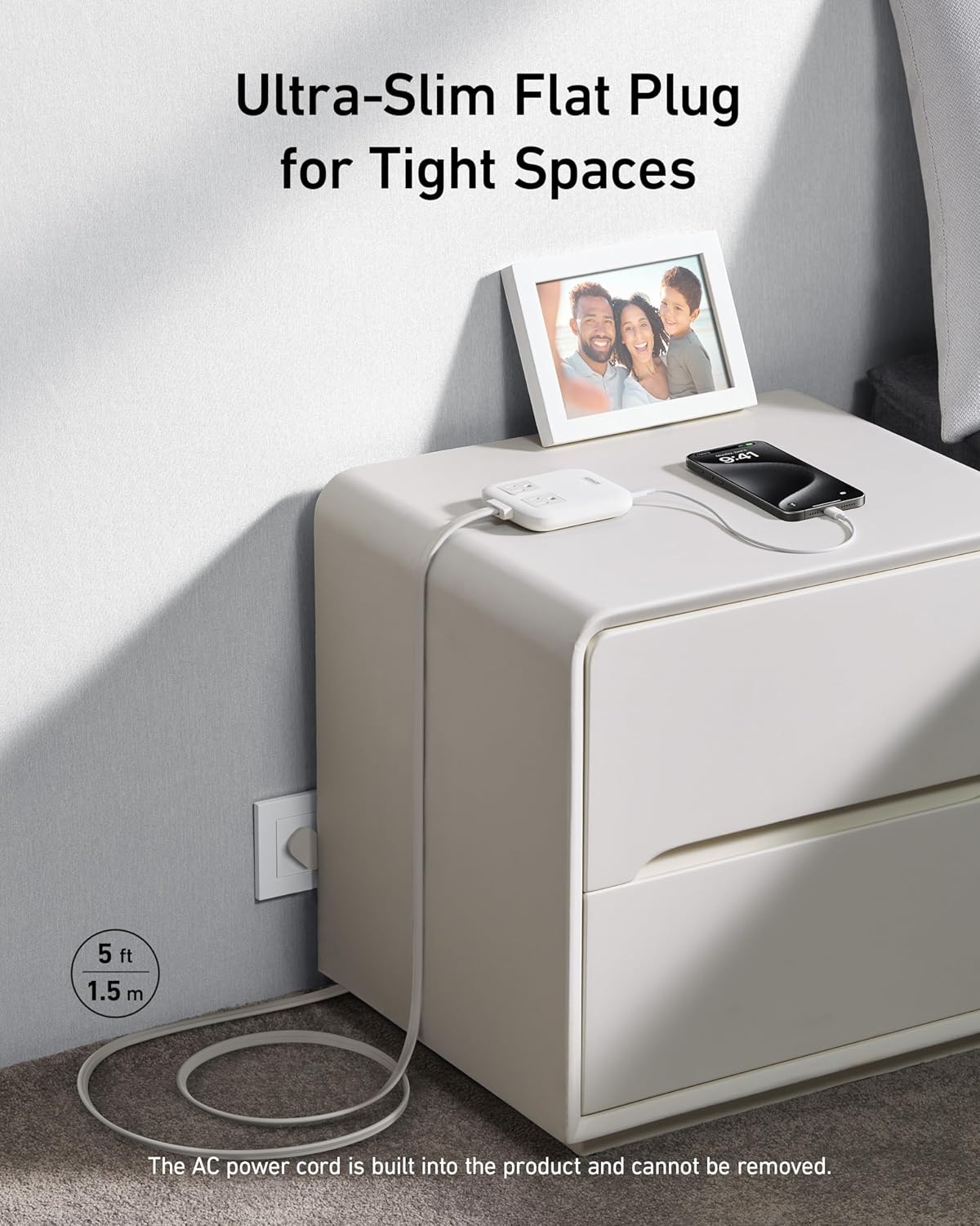 Anker Nano Charging Station(67W Max), 6-in-1 USB-C Power Strip for iPhone 16/15&MacBook, with Flat Plug and 5ft Thin Undetachable Extension Cord, 2 AC Outlet, 4 USB Ports, 2 USB-C,for Home & Office