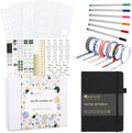 &And Per Se Dotted Journal Notebook Set, A5 Hardcover Dotted Journal (Black), 6 Fineliner Pens, 8 Sticker, 5 Stencil Sheets & 6 Washi Tapes, Journaling Supplies for Planner Schedule