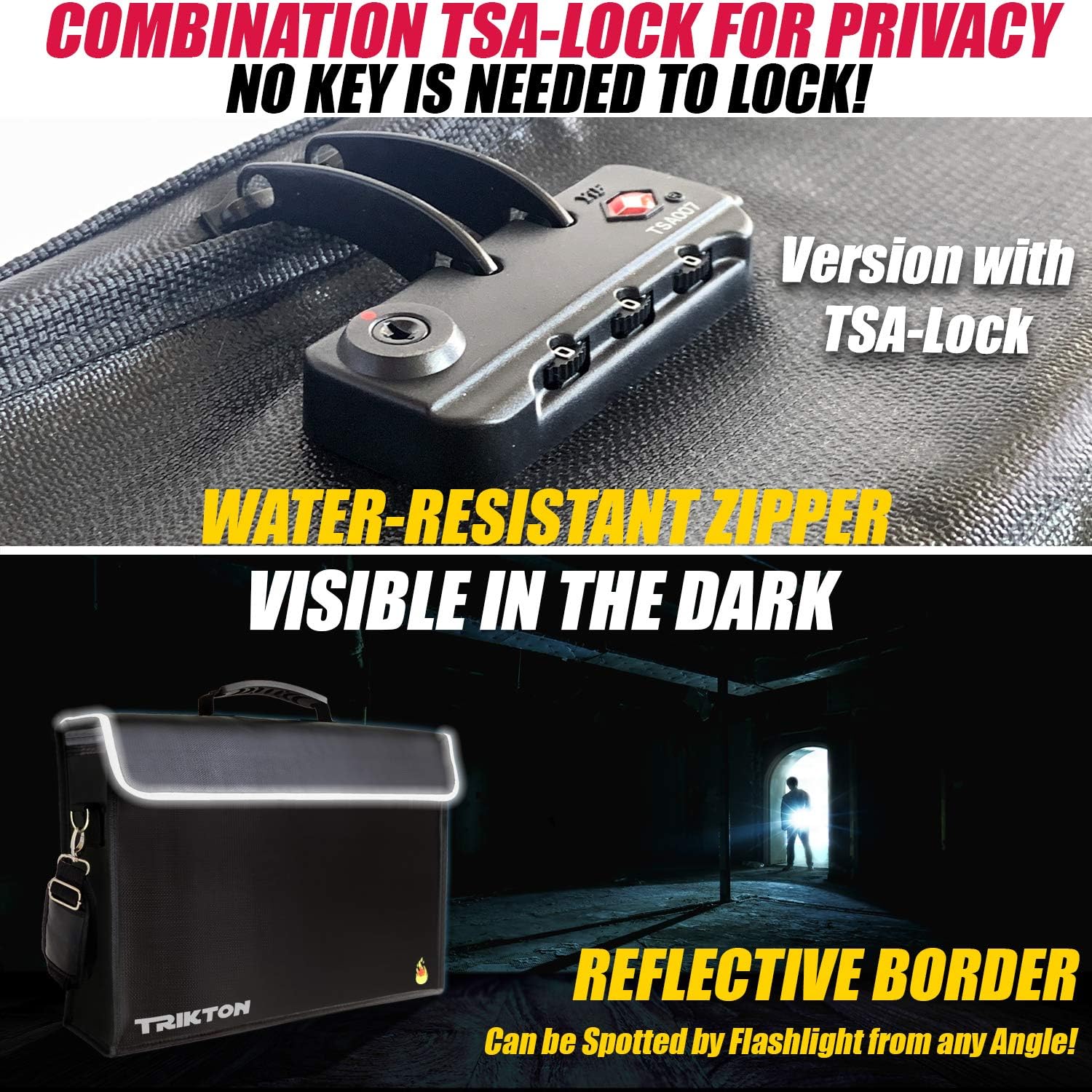 Fireproof and Waterproof Document Bag XXL 17.5x13x5 with Lock TSA for Travel, High-Viz Design, Fireproof Lock Box for Documents, Holds A3, Legal Size Files, Developed by USA Engineers and Firefighters