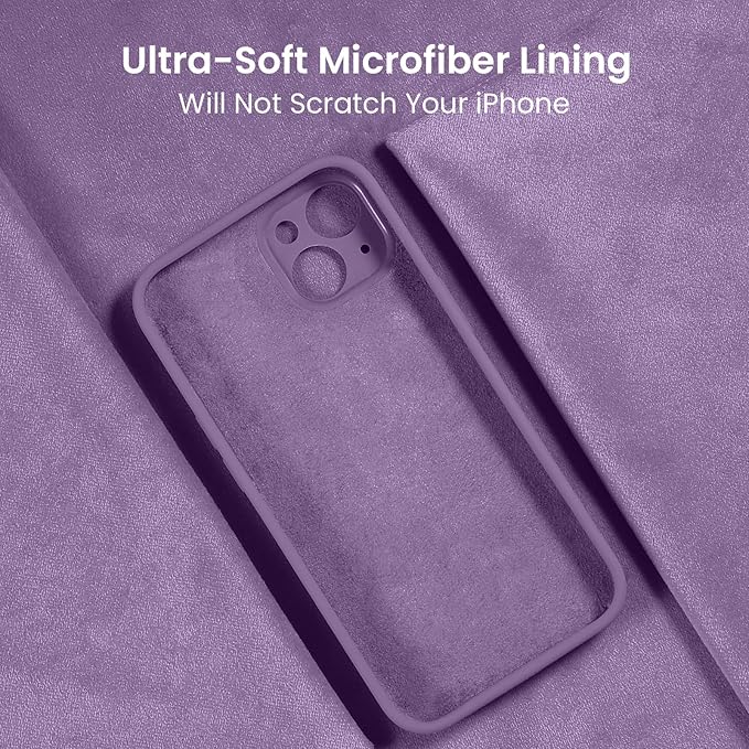 FireNova Designed for iPhone 15 Case, Silicone Upgraded [Camera Protection] Phone Case with [2 Screen Protectors], Soft Anti-Scratch Microfiber Lining Inside, 6.1 inch, Light Purple