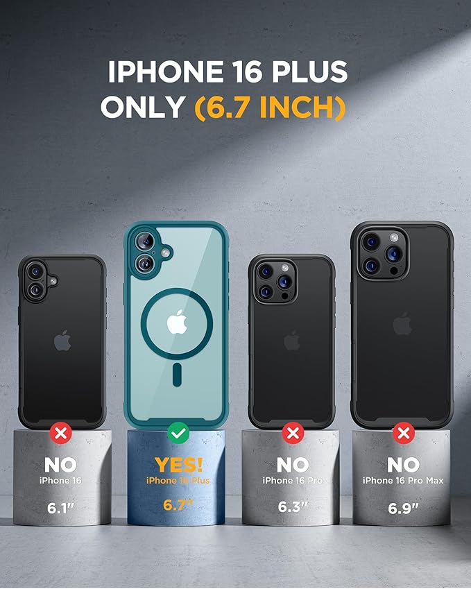 Miracase Magnetic for iPhone 16 Plus Case Full-Body Phone with Built-in Glass Screen Protector, [Compatible with MagSafe] Military Drop Proof 16 Plus Cover Bumper 6.7 inch, Green