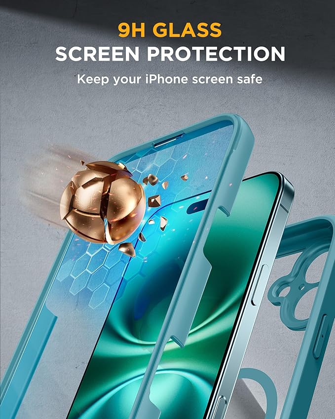 Miracase Magnetic for iPhone 16 Plus Case Full-Body Phone with Built-in Glass Screen Protector, [Compatible with MagSafe] Military Drop Proof 16 Plus Cover Bumper 6.7 inch, Green