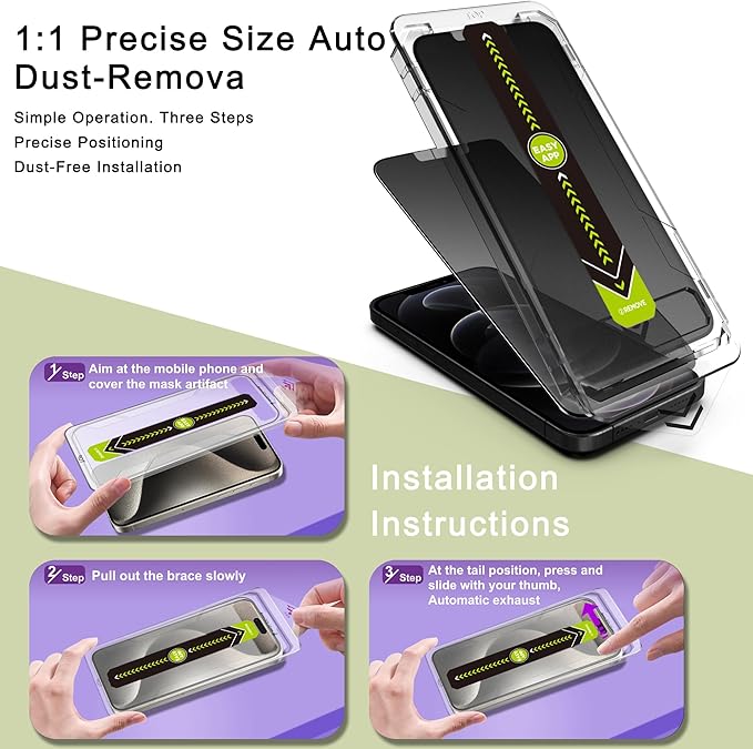 (2-Pack Matte Privacy Anti-Spy Screen Protector for iPhone 12/12 Pro (6.1-Inch),9H Tempered Glass,Anti-Glare,Full Coverage,Anti-Fingerprint,Auto Dust Removal,Bubble-Free