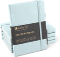&And Per Se Dotted Journal Notebook (5 Packs), A5 Hardcover Leather Dotted Journal, 160 Pages 100 gsm Thick Paper, 3 Sheets of Stickers Included- 5.7'' x 8'' (Cyan