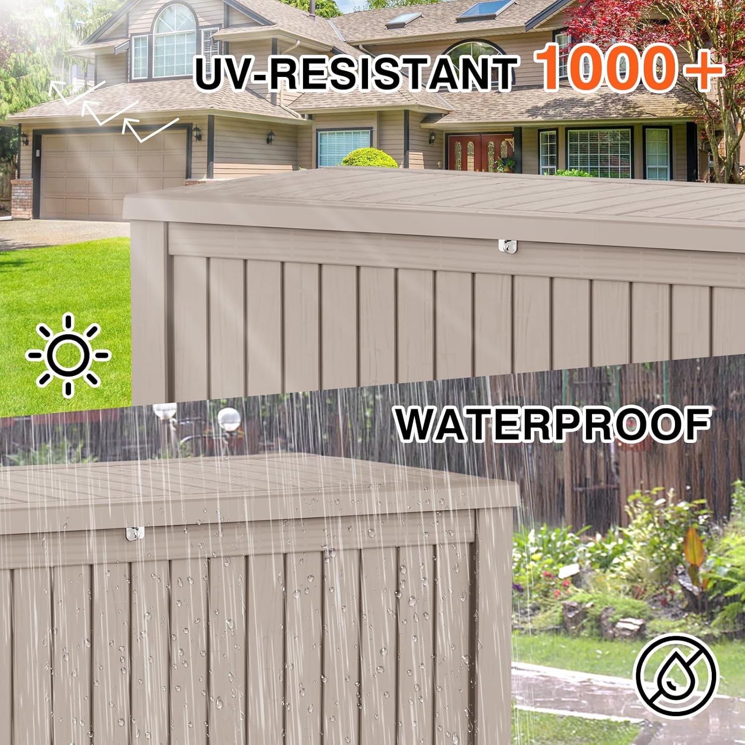 180 Gallon Outdoor Storage Box Waterproof Lockable Resin Deck Box Large, Patio Storage Bin for Pool Accessories Cushion Furniture, Garden Tools, UV-Resistant Outside Delivery Grey