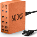USB Charging Station (600W),12-Port USB C Charger Block with Dual 100W PD USB-C Fast Charging Station Hub for MacBook Pro/Air/All iPad Phone 17/16 15/14/13/Pro Max/Samsung Galaxy Note(Orange)
