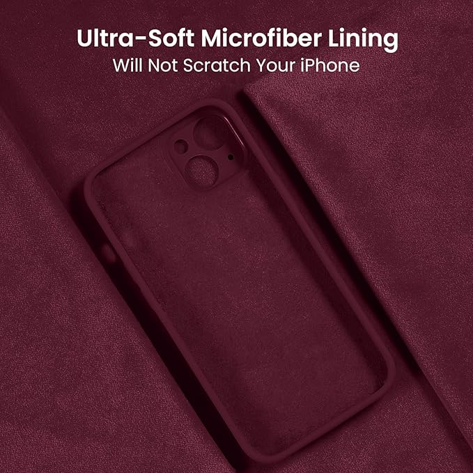 FireNova Designed for iPhone 14 Case, Silicone Upgraded [Camera Protection] Phone Case with [2 Screen Protectors], Soft Anti-Scratch Microfiber Lining Inside, 6.1 inch, Plum