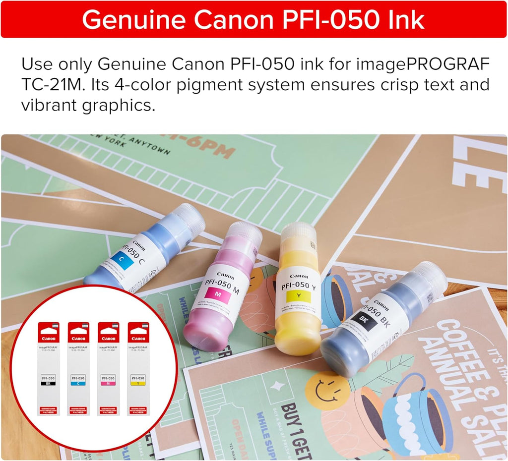 Canon imagePROGRAF TC-21M – Multifunction Printer| 24" Large Format Poster & Plotter Printer - Automatic Roll & Cut Sheet Paper Feeder, USB, Wi-Fi, LAN,White