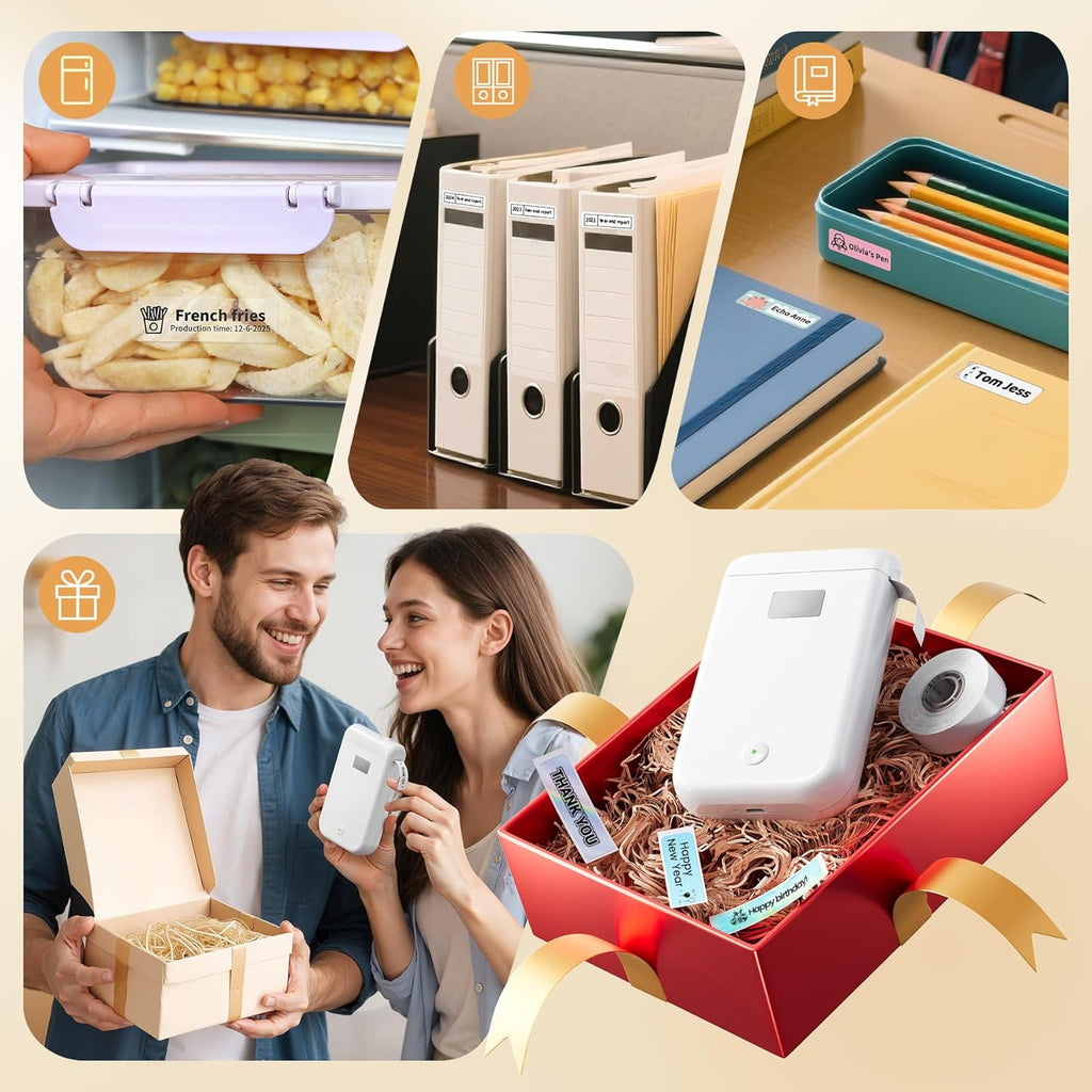 Label Maker, Label Maker Machine with Tape, Portable Bluetooth Label Printer with Little Space, Mini D10 Label Machine with Multiple Personalized Templates for Family School