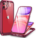 Miracase Glass Series for iPhone 11 Case 6.1 inch, Upgraded Full-Body Rugged Phone Bumper Case Cover with Built-in 9H Tempered Glass Screen Protector and Camera Protector, Wine Red