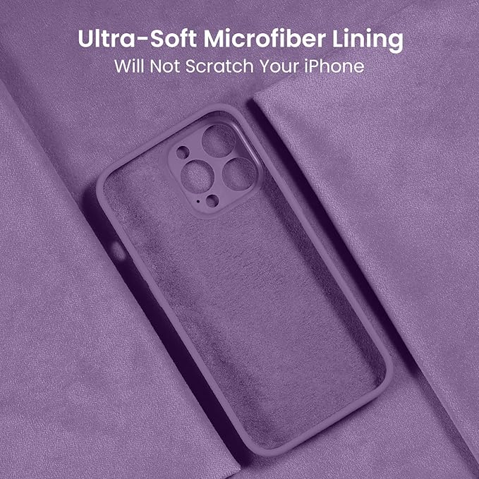FireNova for iPhone 14 Pro Case, Silicone Upgraded [Camera Protection] Phone Case with [2 Screen Protectors], Soft Anti-Scratch Microfiber Lining Inside, 6.1 inch, Light Purple