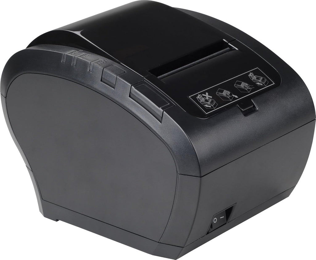 MUNBYN WiFi POS Receipt Printer, 80mm Thermal Receipt Printer with USB/LAN/RS232 Port,Compatible with Android/Windows/iOS, Retailer and Restaurant Kitchen Use, Wall Mount, Black