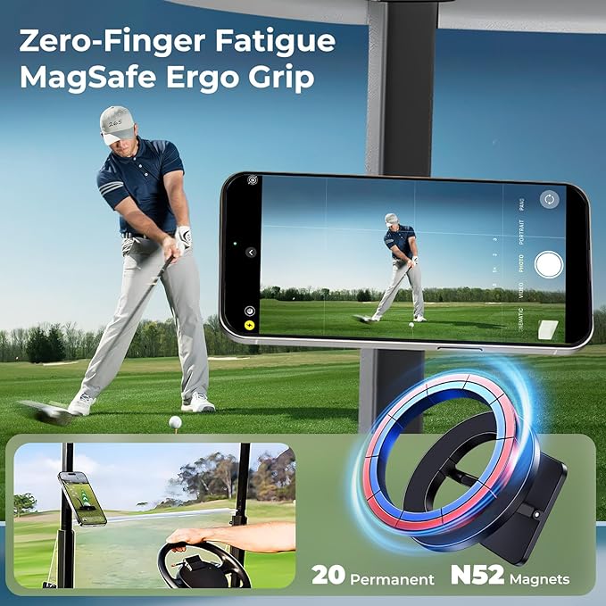 Dual-Side for Magsafe Phone Grip with Magnetic Phone Stand, Magnet Ring Holder for iPhone 16/15/14/13/12 Pro Max Series Magsafe Case, Strong Magnetic Car Mount, Gym Phone Holder